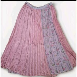 Vintage 80s Bohemian Maxi Skirt Flowy Gypsy Lace Floral Size Large